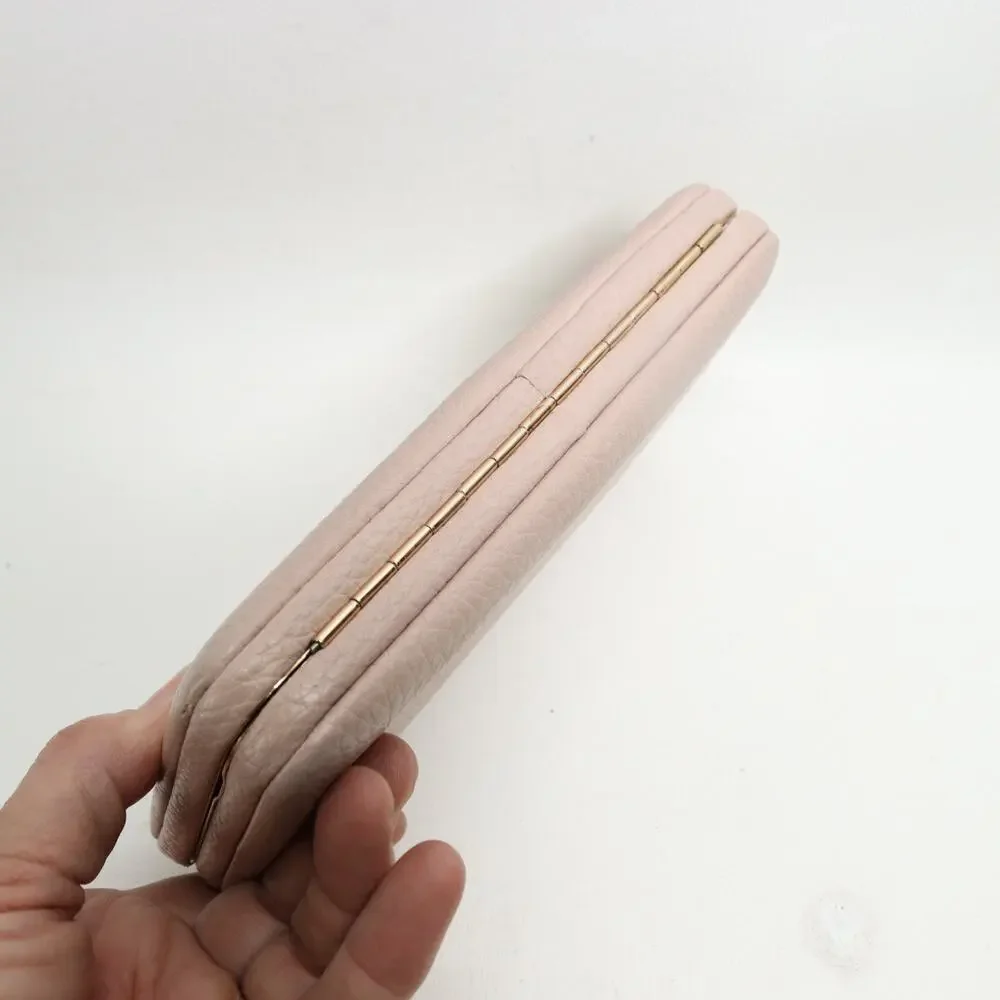 Classic Clutch Hard Case Wallet Women Pink Blush Faux Pebble Leather ID Cards